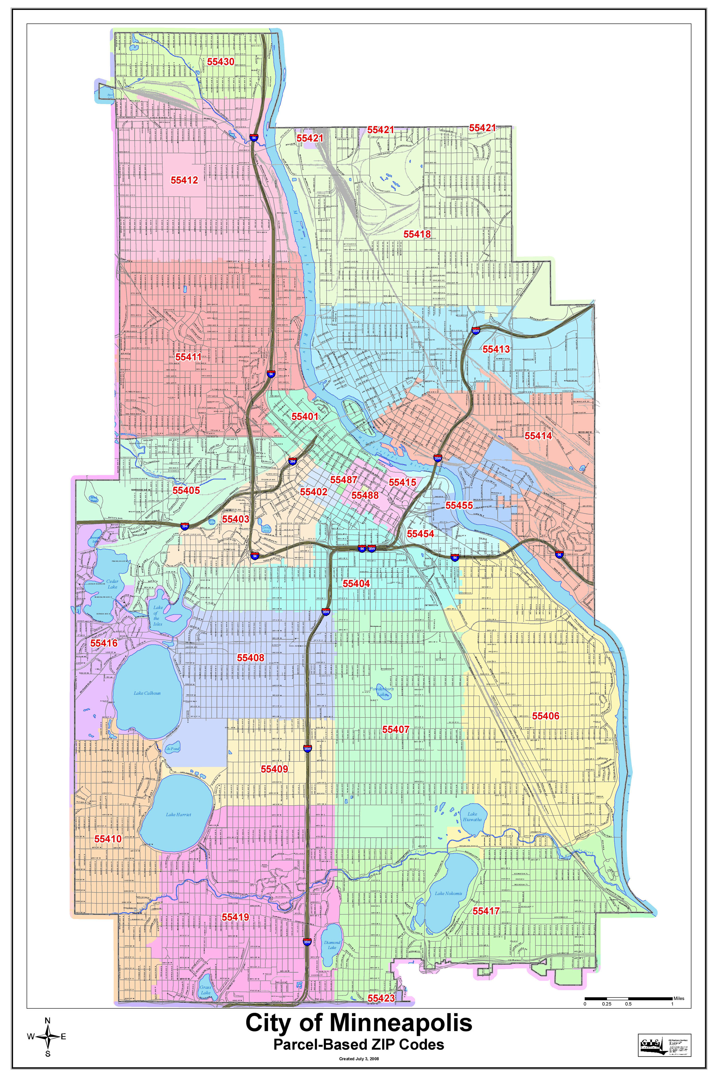 Minneapolis Zip Code Map - GIS Geography